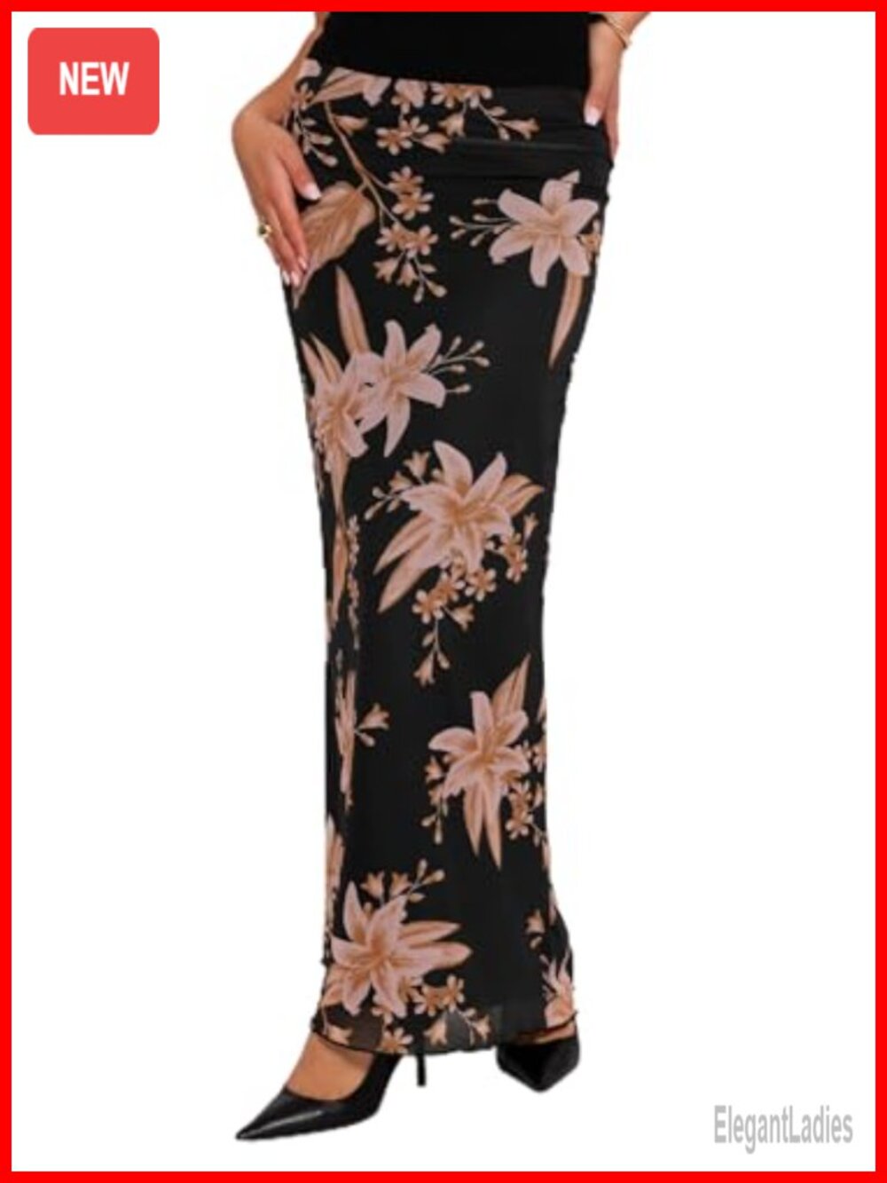 Petal & Pup Bloise High Waisted Maxi Skirt Pencil Silhouette